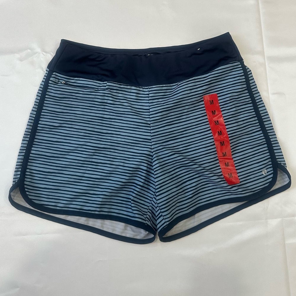 Hang Ten Women’s Athletic Shorts Navy Blue Striped Size M UPF 50+
